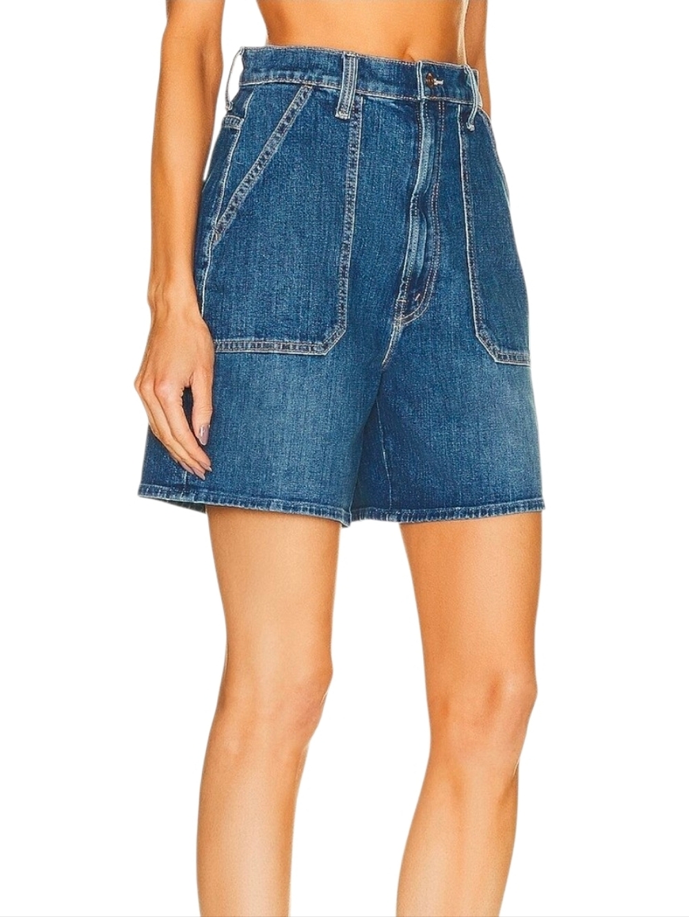 Mother Denim The Patch Rambler Rolled Short Globe Trotter Blue Women Size 26 - Picture 10 of 12
